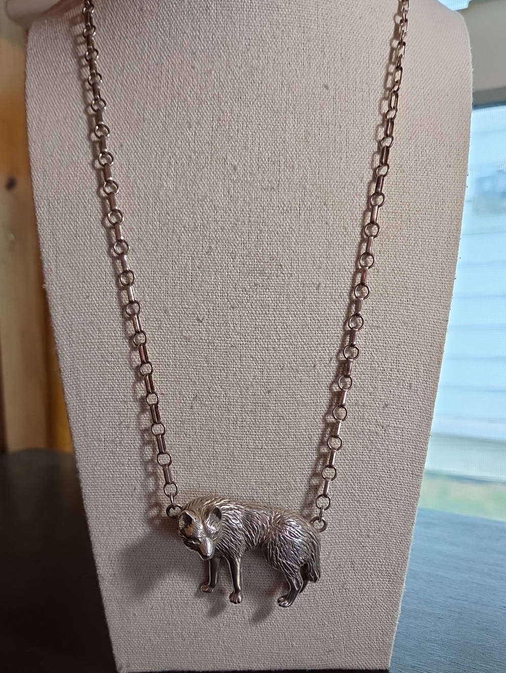 Carol Felley Sterling Wolf Pendant Necklace